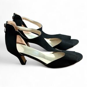 NWT SHEIN Black D'Orsay Ankle Strap Peep-Toe Heels